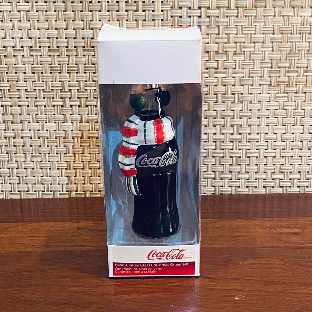 🎄2008 Kurt Adler Christmas Ornament Coca-Cola Bottle With Scarf & Ear Muffs